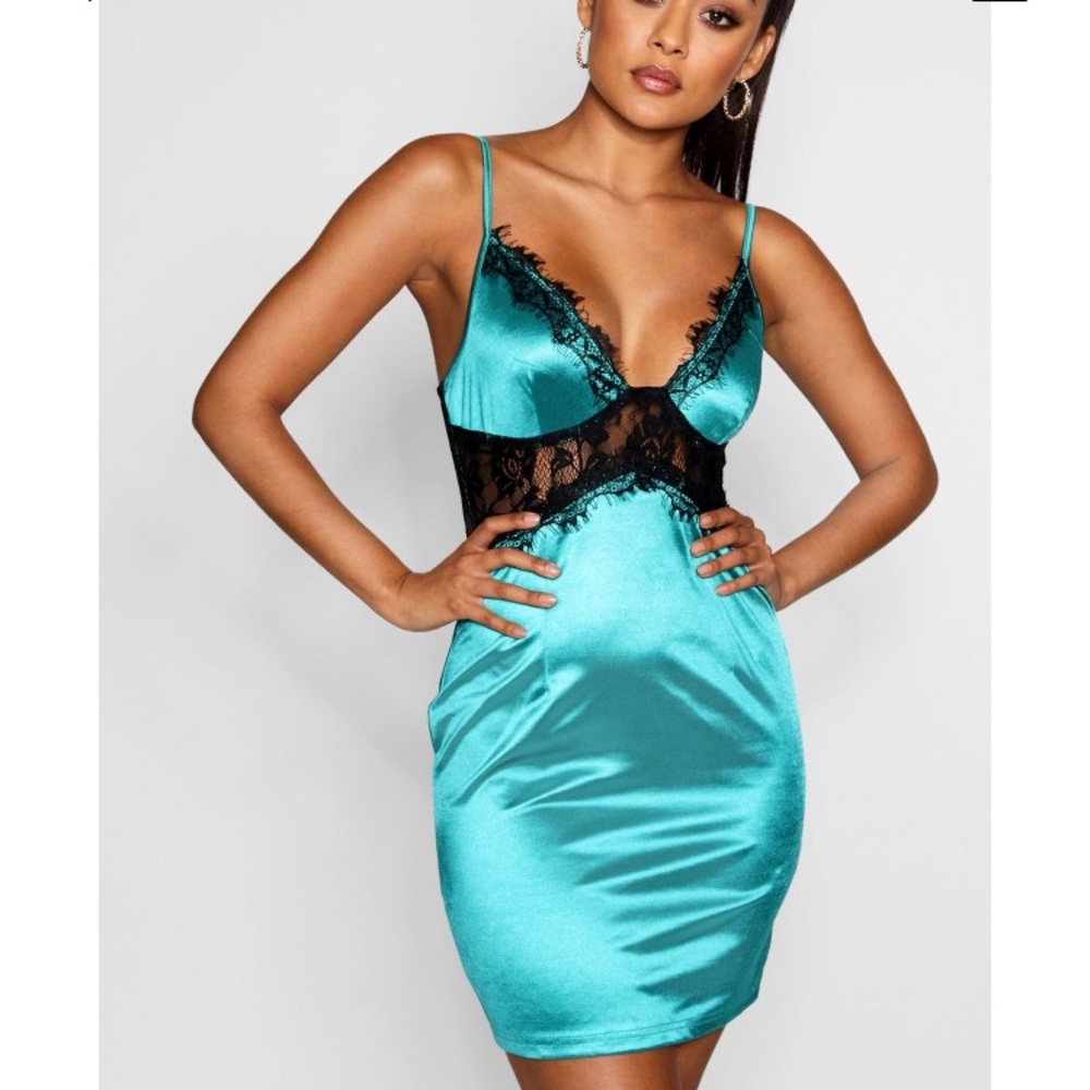 Blue satin dress